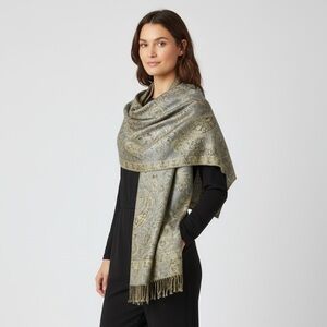 West Loop Metallic Jacquard Pashmina